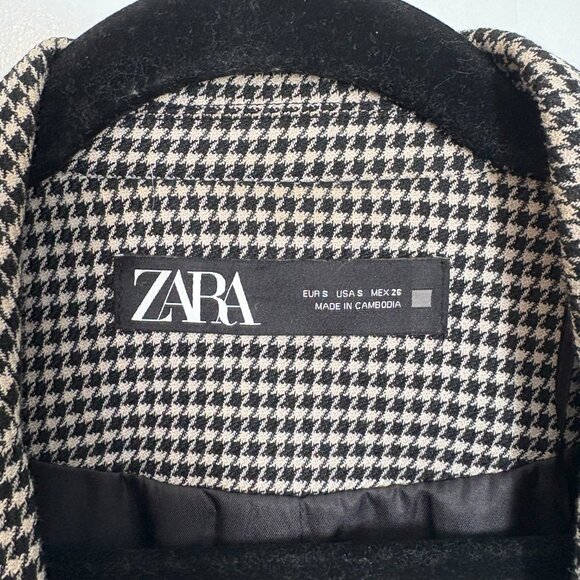 Zara Houndstooth Open Sleeveless Coat - Black & white - size small - Picture 4 of 5